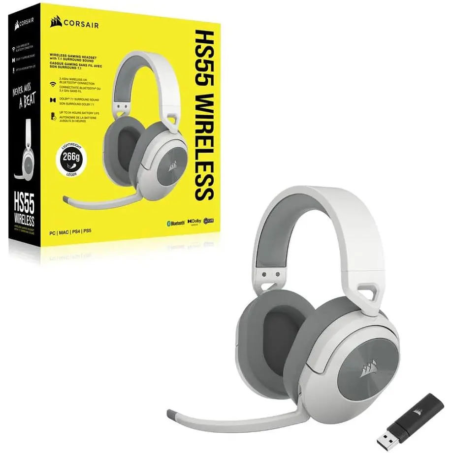 Ігрові навушники Corsair HS55 Wireless White [CA-9011281] [148141] - фото 5