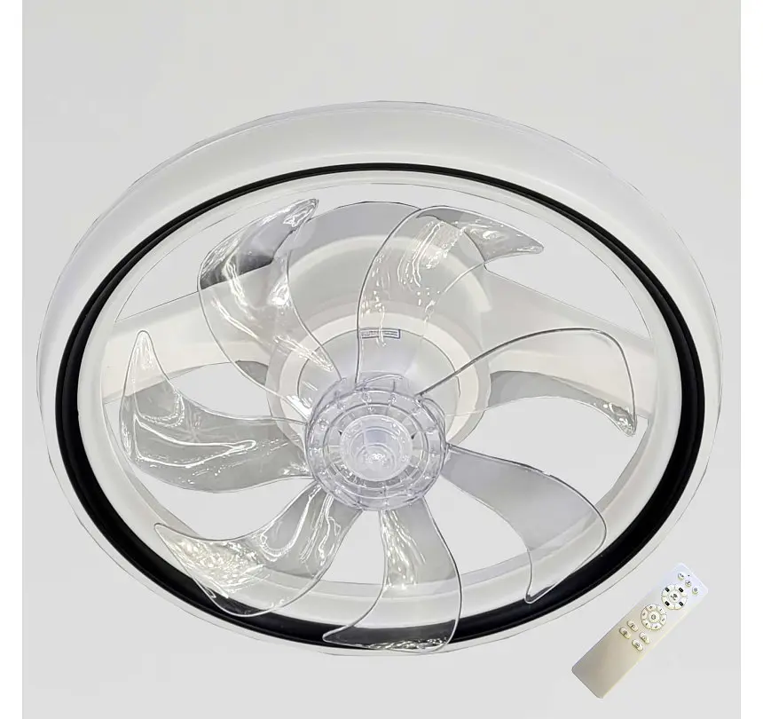 Стельова LED-люстра-вентилятор Artlight FS306BK, біла з чорною окантовкою, 73 Вт, від 10-18 м² - фото 3
