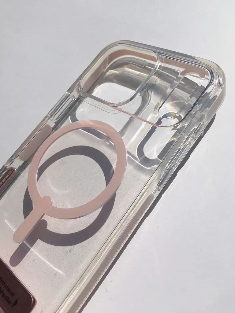 Чохол протиударний для iPhone 17 Pro Max ZAGG Gear4 Santa Cruz MagSafe KS Clear Case Прозорий з підставкою Рожевий - фото 7