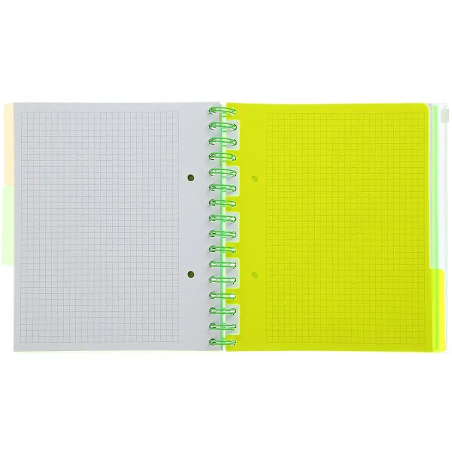 Зошит на пружині Buromax Neon В5 (170x205) 120 аркушів 3 PVC розділювачі зелений (BM.24359911-04) - фото 2