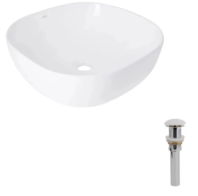 Раковина накладная Qtap Kolibri 425x425x140 White с донным клапаном QT1011K396WN48468 - фото 2