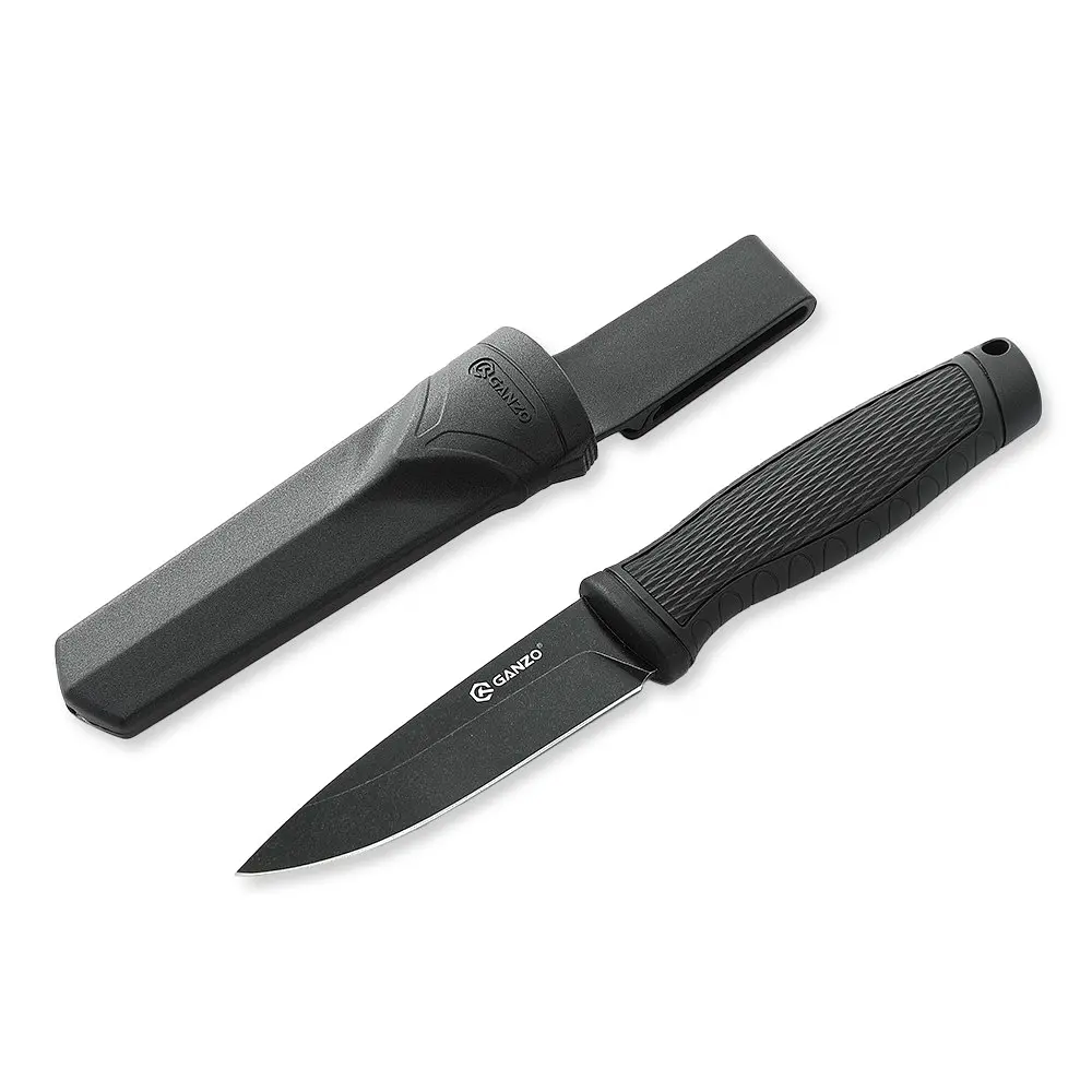 Нож с фиксированным клинком Ganzo G806BW‑BK чёрный с чехлом - фото 2