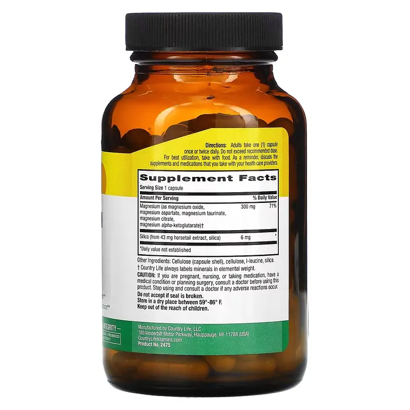 Вітаміни та мінерали Target-Mins Magnesium Caps with Silica 300 mg, 120 вегакапсул Country Life fit0017402 - фото 2