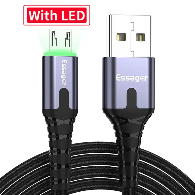 Зарядний кабель з підсвічуванням ESSAGER micro USB 3.0 A 2метра - фото 2