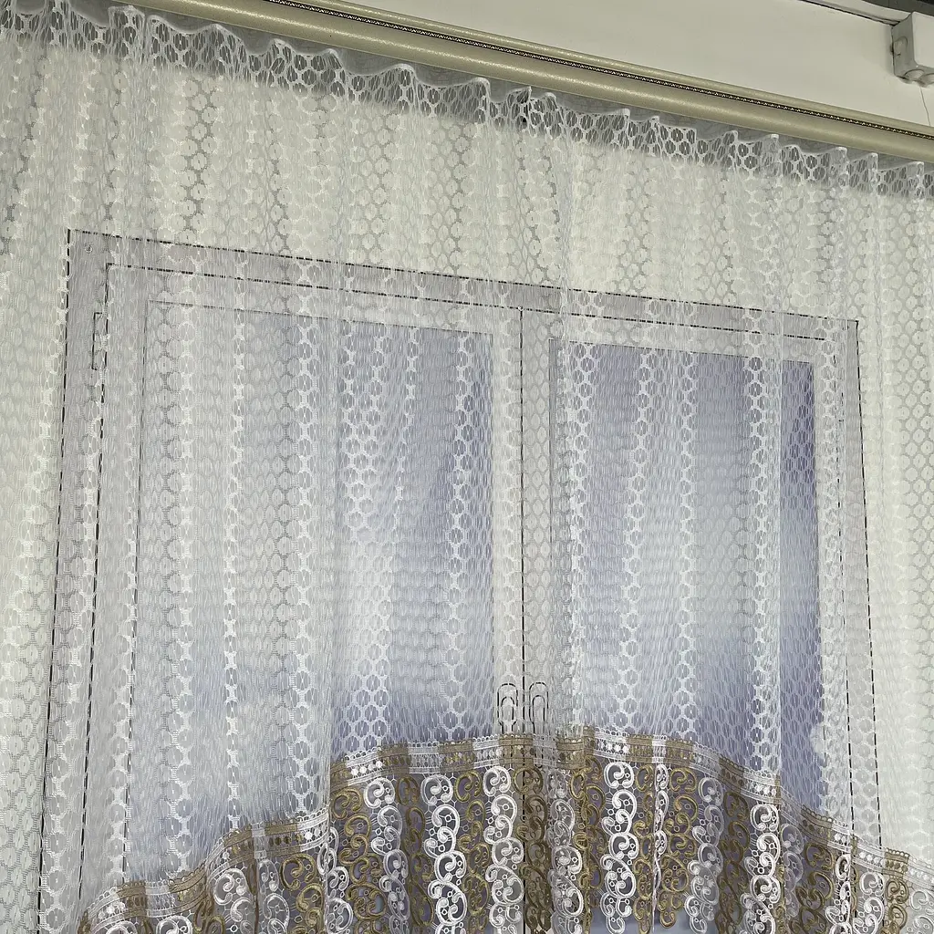 Тюль арка біла з кавово-білим макраме 1,7м на 3м на тасьмі ALBO pbe0052802 - фото 5