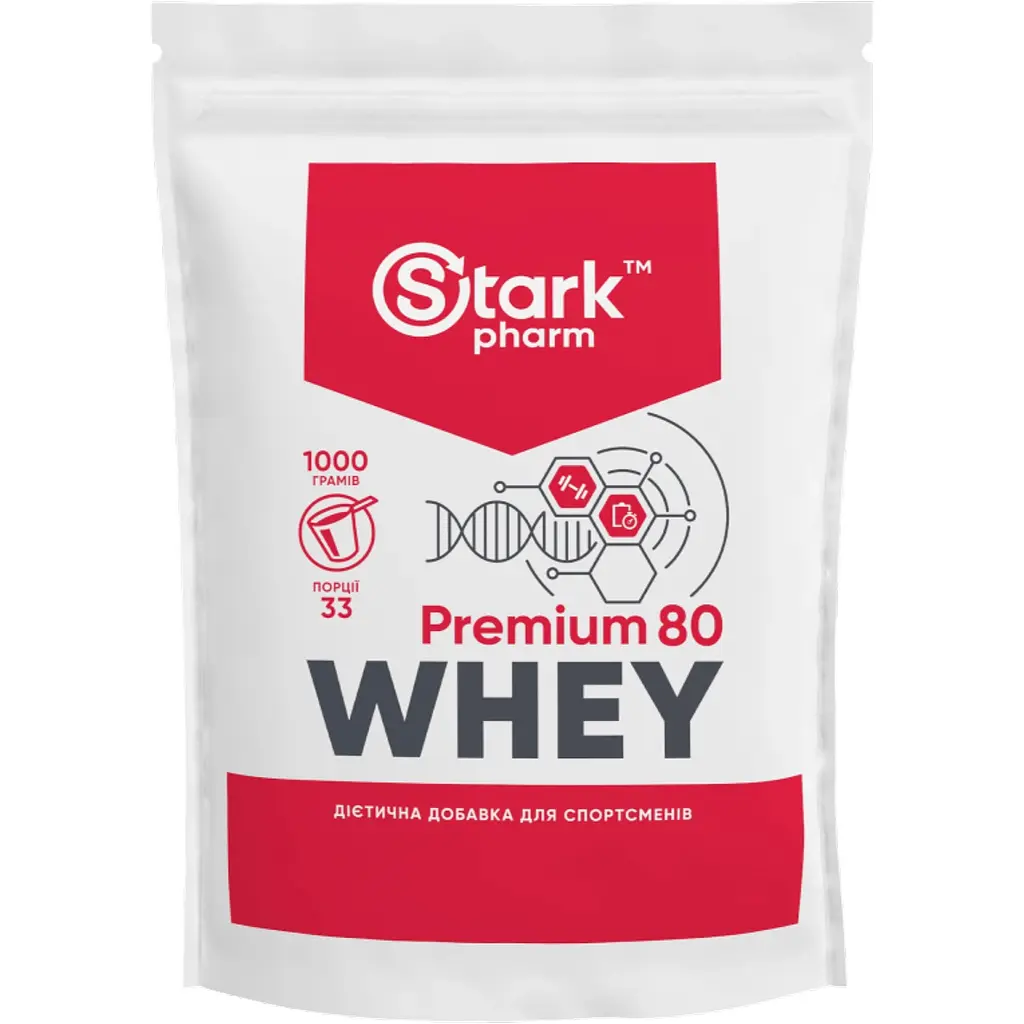 Сироватковий протеїн Stark Pharm 80 Premium 1000 г Подвійний шоколад