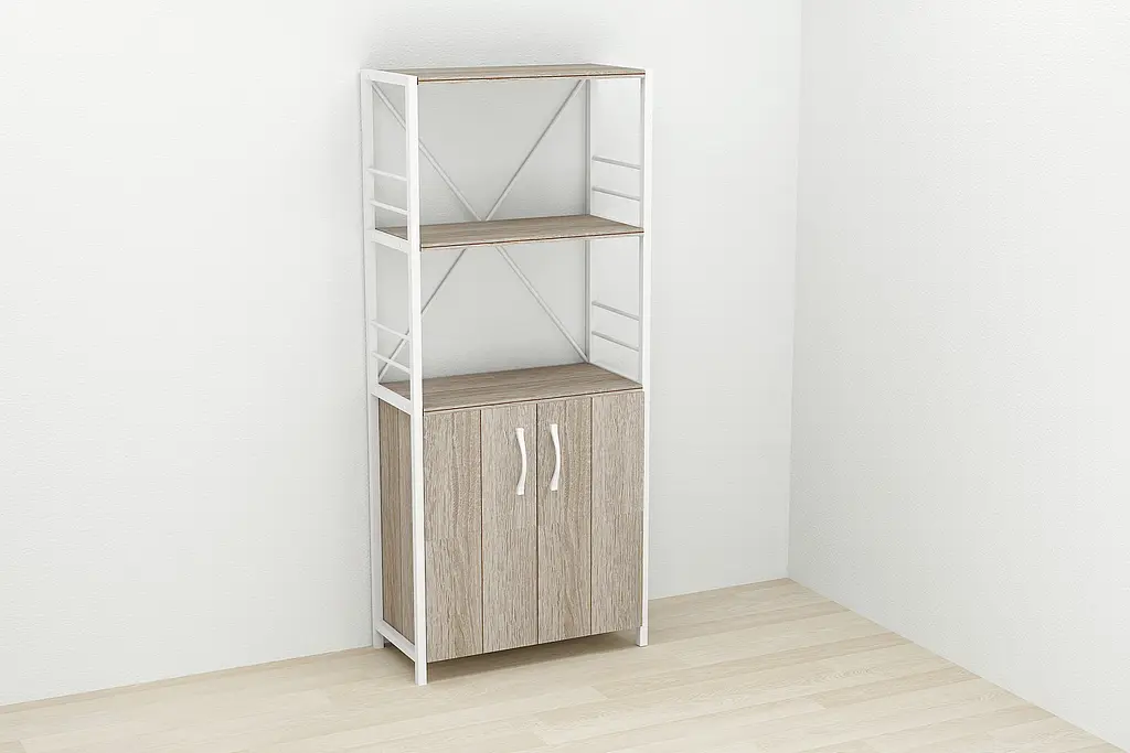 Етажерка 3/60 Ferrum-decor Серії Конект із тумбою 144x60x28 Білий ДСП Сонома Трюфель (FRD-104453) - фото 2
