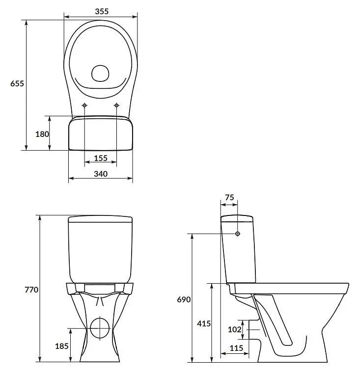 Унітаз-компакт Cersanit Cersania II 699 SimpleOn 010 3/6 л з дюропластовим сидінням Slim SoftClose+QuickRelease 30412 - фото 4