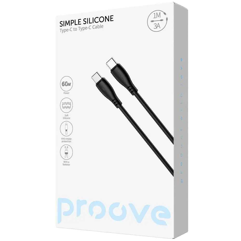Кабель Proove Simple Silicone Type-C to Type-C 60W (1m) black (CCSI60002201) - фото 2