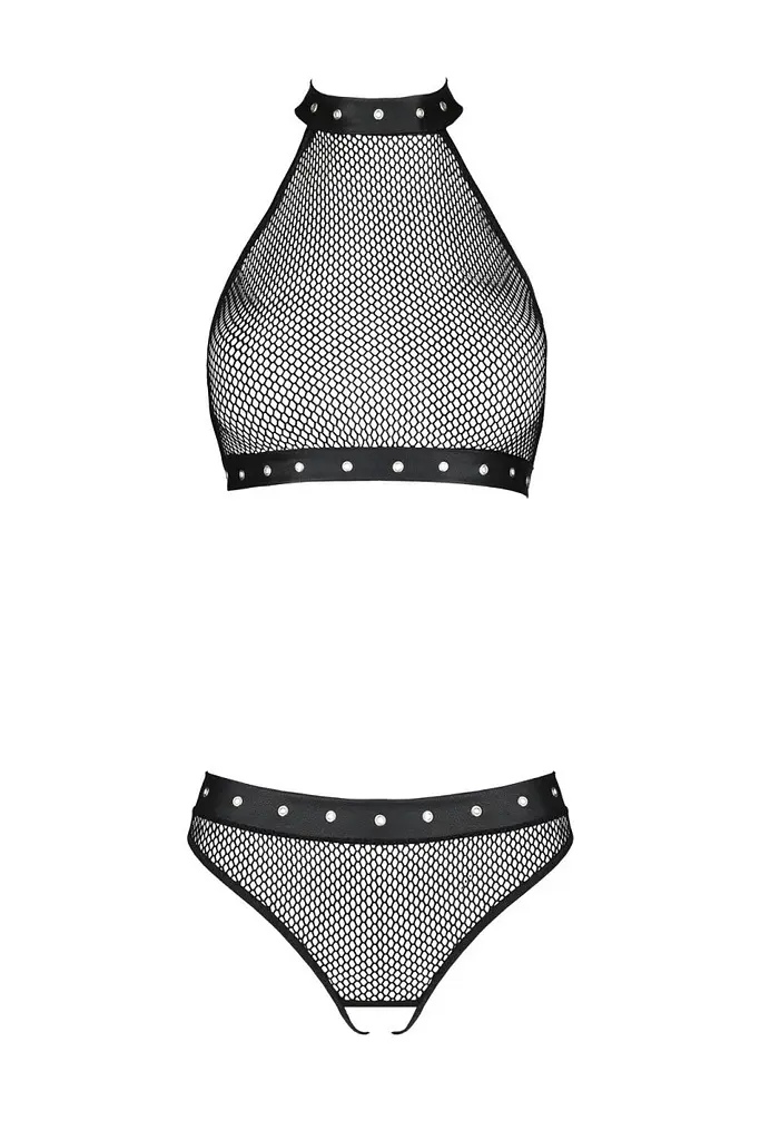 Ажурний комплект білизни в сітку Passion MOONLIGHT SET, L/XL (чорний) - фото 3