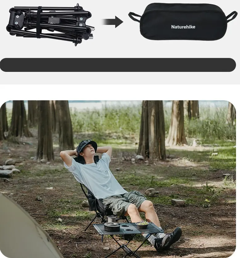 Крісло складане Naturehike Clamshell 001 Triangle Folding Moon Chair Чорний - фото 8