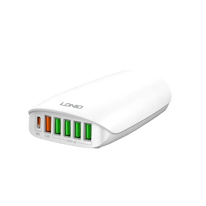 Зарядное устройство адаптер 6 портов Ldnio A6573C 5 USB + 1 Type-C 65 ВТ - фото 2