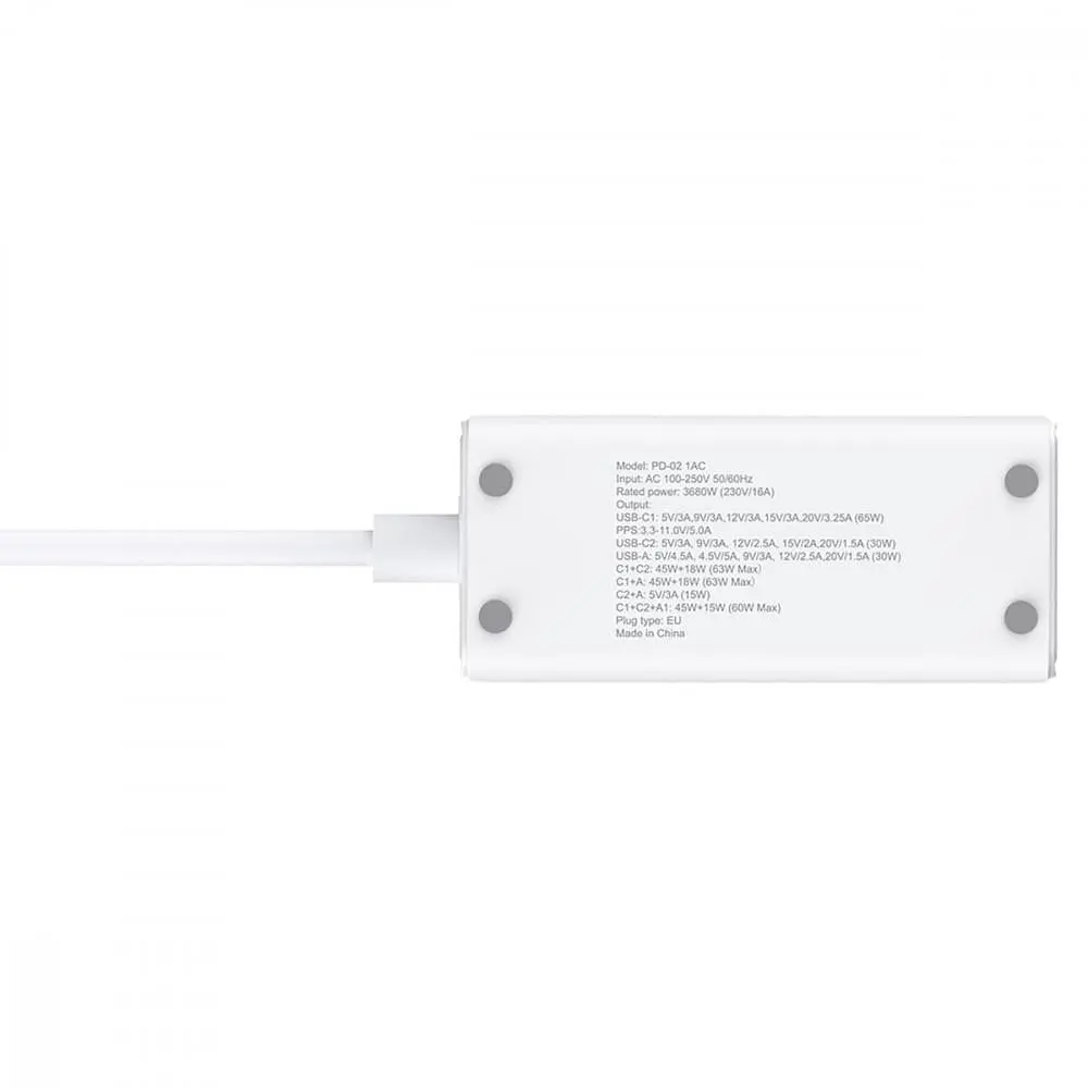 Мережевий фільтр Proove Power Strip PD-02 65W (2 Type-C + 1USB) white (PSP165210001) - фото 7
