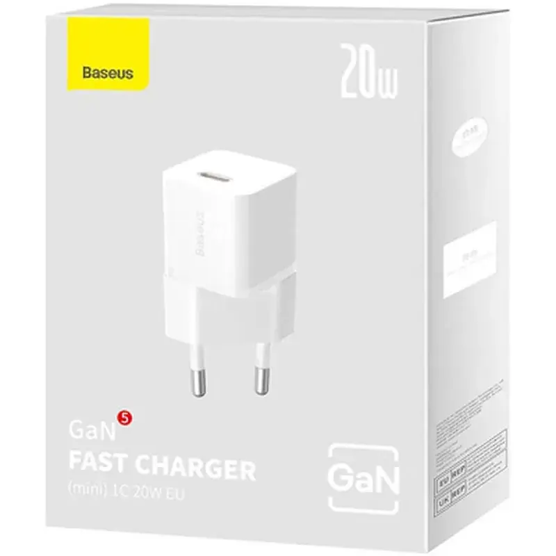 Зарядний пристрій Baseus GaN5 Fast Charger USB-C 20W white (CCGN050102) - фото 6