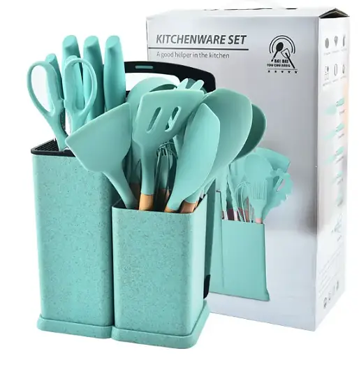 Кухонний набір ножів та аксесуарів Kitchenware Set, 20 предметів ∙ Інструменти для кухні з підставкою та обробною дошкою - фото 2