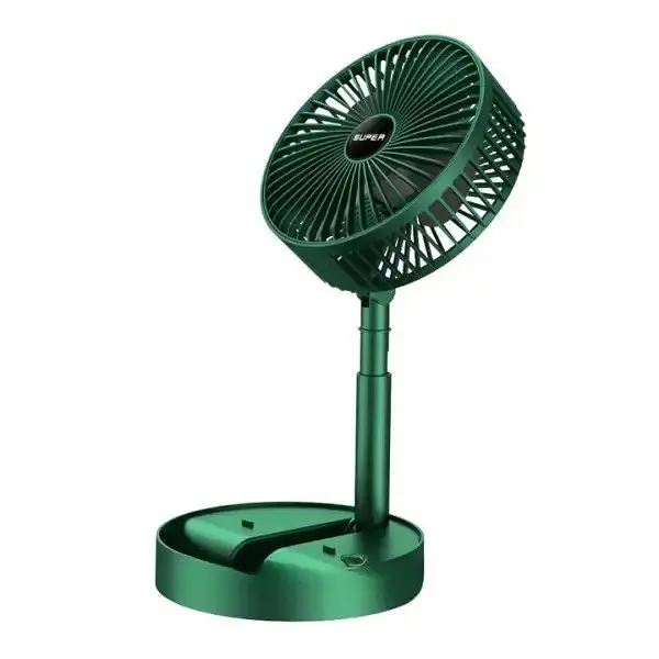 Аккумуляторный настольный вентилятор Telescopic Folding Fan Портативный складная мини USB ветродуйка Зеленый - фото 3