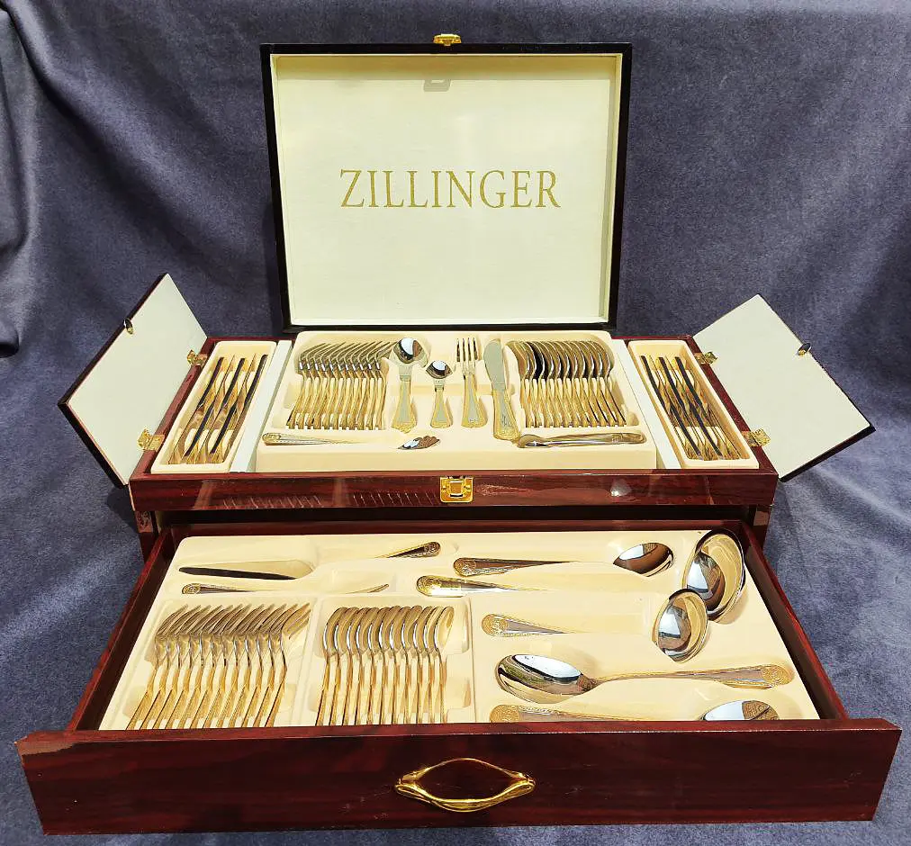 Набор столовых приборов Zillinger ZL-710GS Versace на 12 персон в деревянном кейсе 72 предмета - фото 3