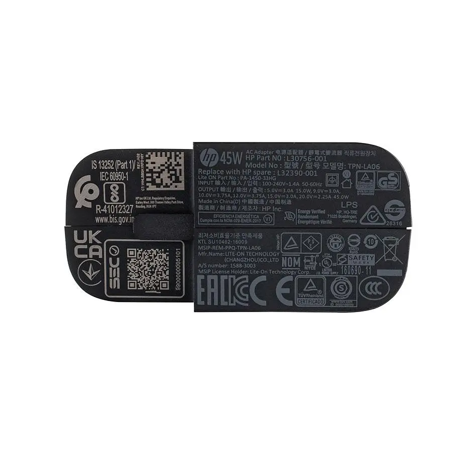 Блок живлення Hewlett Packard для ноутбука HP TYPE-C 45W квадратный чорний - фото 3