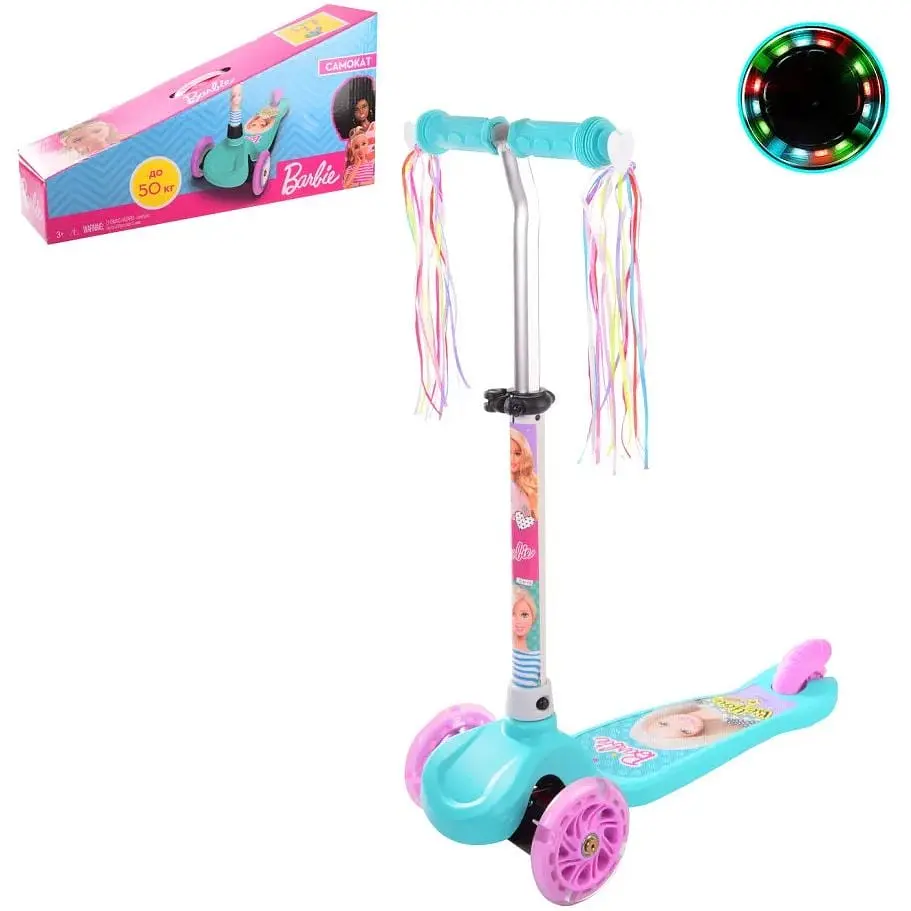 Самокат дитячий Bambi Barbie 3-х колісний LS2116 колеса з підсвічуванням - фото 2