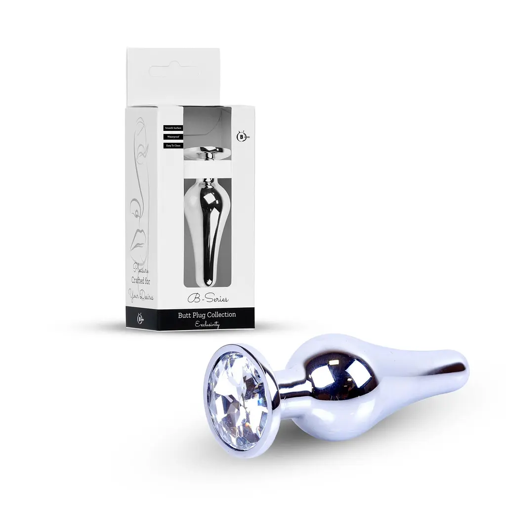 Анальная пробка B-Series HeavyFun Jewellery Silver Plug 9.5 см (прозрачный) - фото 7