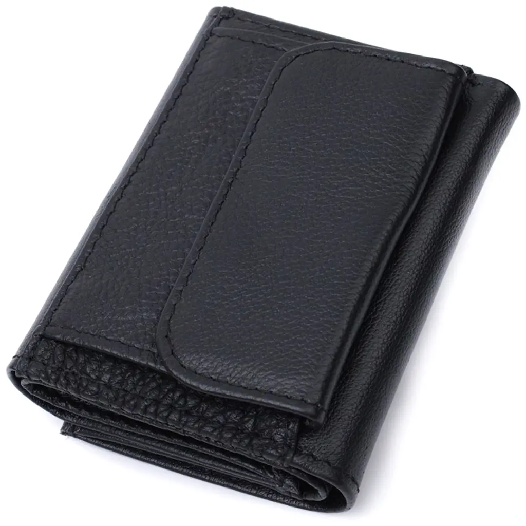 Зручний компактний гаманець з монетницею із натуральної шкіри ST Leather 22742 чорний - фото 2