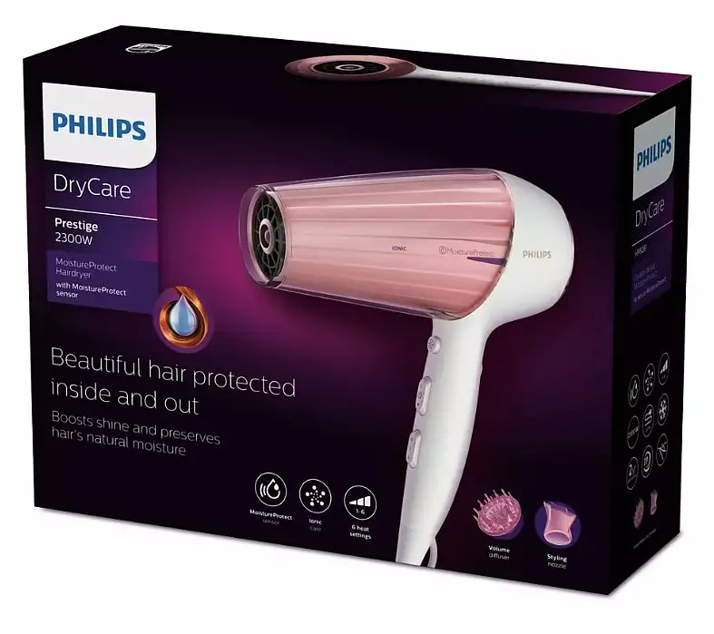 Фен для волосся Philips DryCare Prestige Moisture Protect, рожевий (HP8281/00) - фото 7