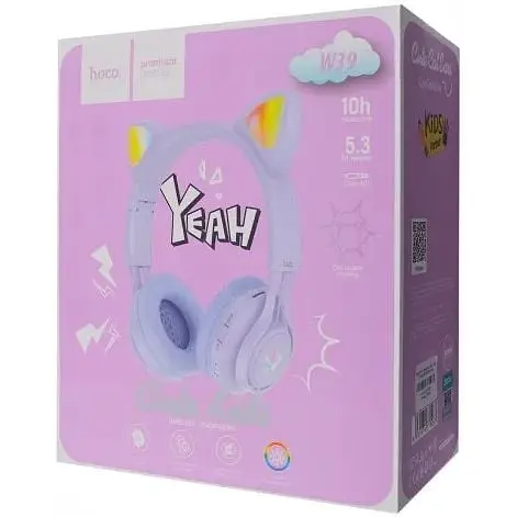 Бездротові навушники Hoco W39 Cat Ear Bluetooth блакитні 6931474779250 - фото 2