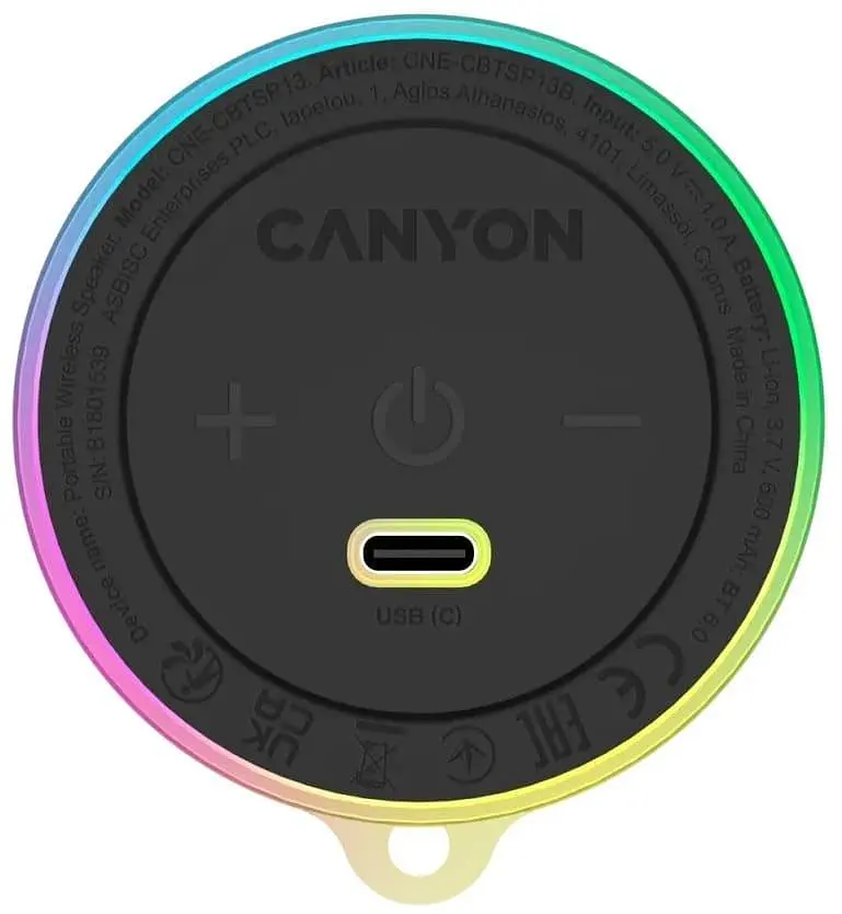 Портативна акустика Canyon Magnetic BT speaker OnMove 13 5W Black (CNE-CBTSP13B) - фото 2