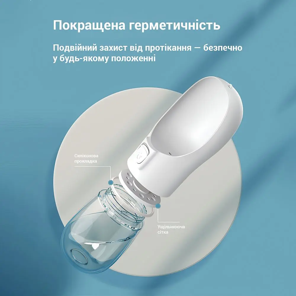 Портативна поїлка для собак 300 мл зелена - фото 3