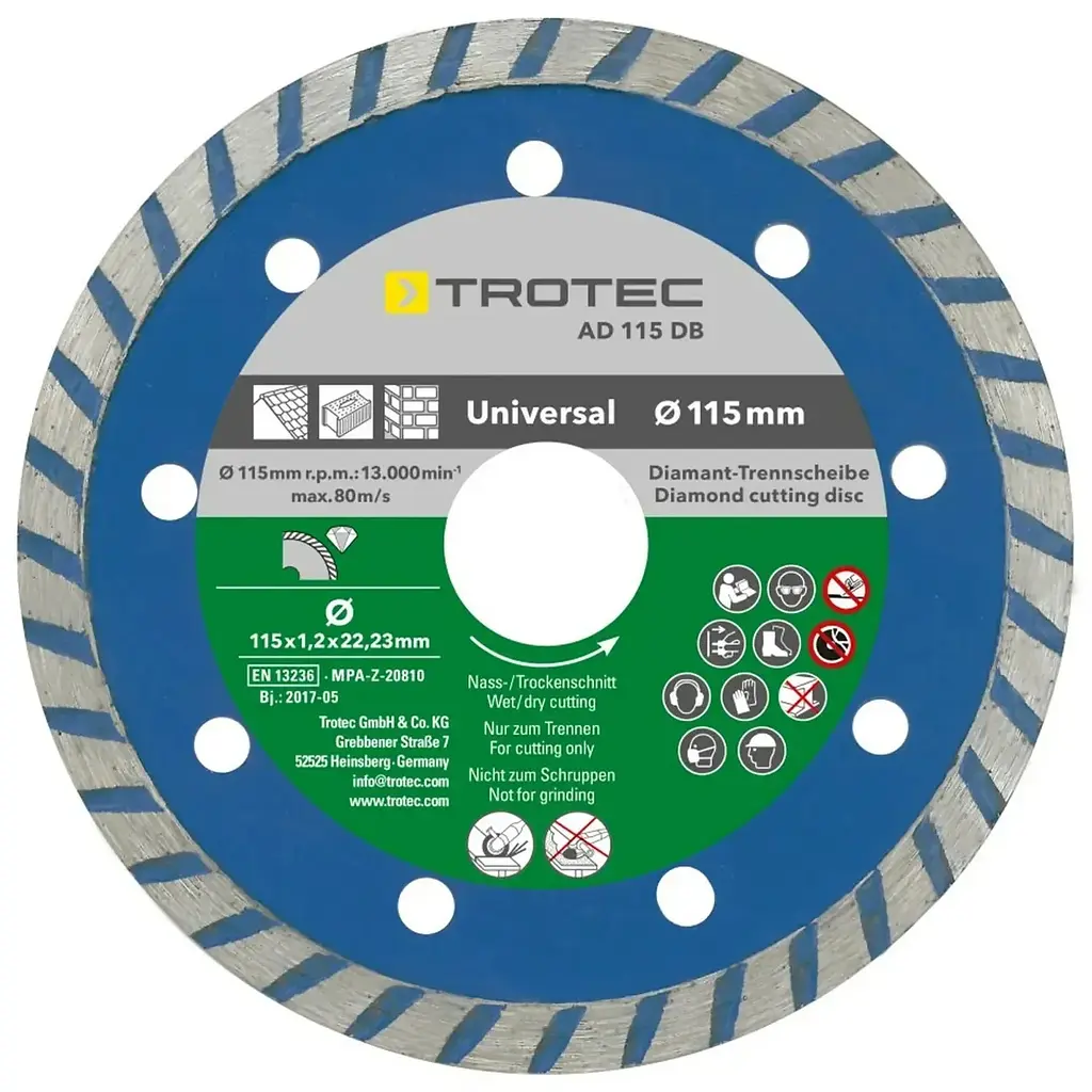 Набір відрізних алмазних дисків Trotec 110/115 х 22.23 х 1.2, 4 шт (6225001121) - фото 3