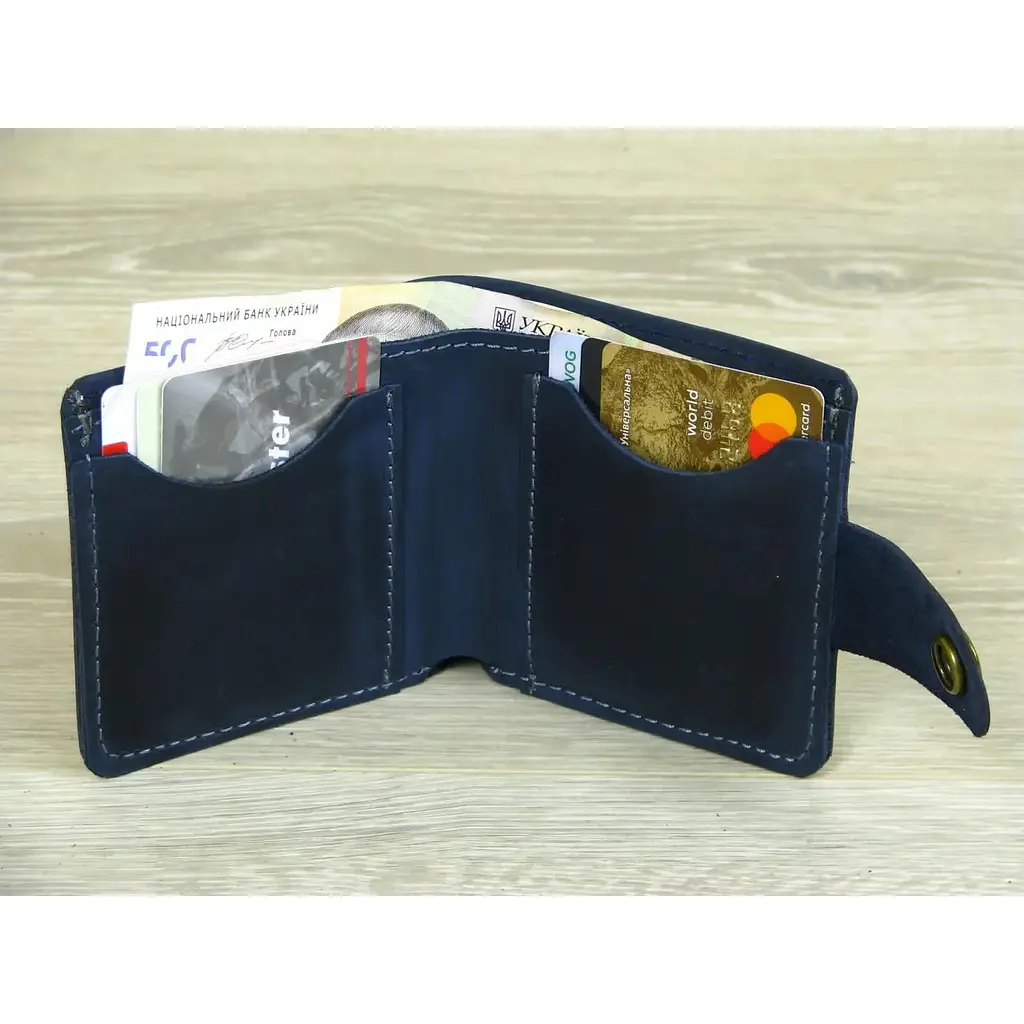 Кошелек GS кожаный синий - фото 3