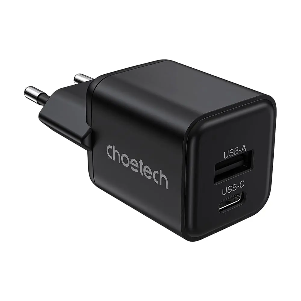 Мережевий зарядний пристрій Choetech PD5012 mini PD30W GAN A+C Black (43-00141)