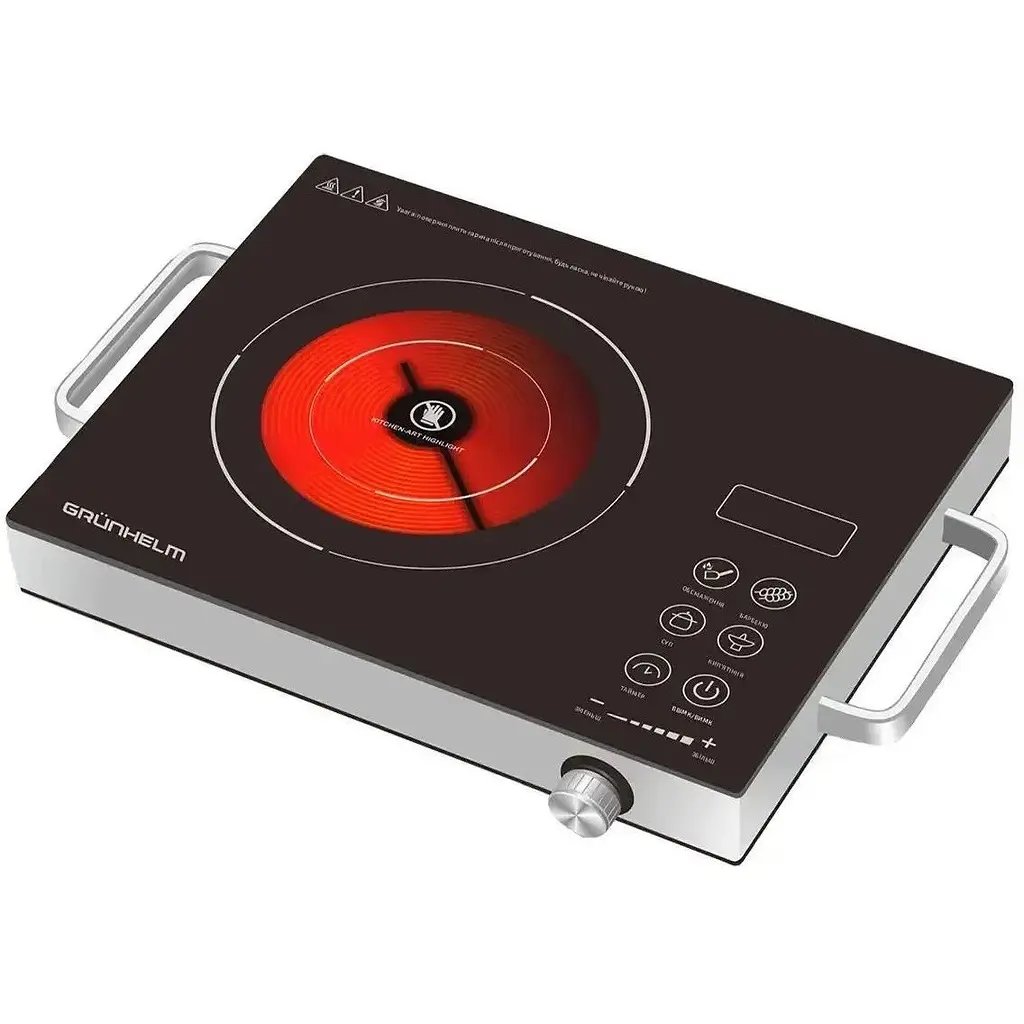 Плита одноконфоркова електрична кухонна Grunhelm GIR-811 інфрачервона 2000 Вт Чорна - фото 1