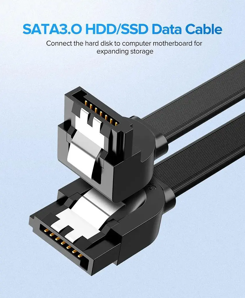 Кабель Ugreen Angled SATA 3 Data Cable 0.5m Black US217 (30797) - фото 2