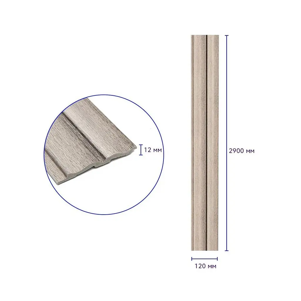 Рейка декоративна Wall Sticker PS 2900х120х12 мм Сріблястий дуб SW-00002143- - фото 3