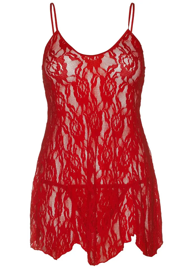 Сорочка бебі-дол Leg Avenue Rose Lace Flair Chemise Red, Queen Size - фото 2