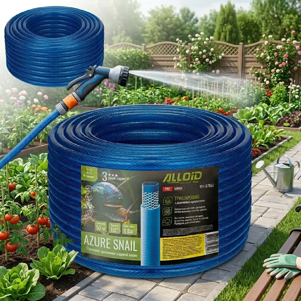 Шланг армований Alloid 3-х шаровий AZURE SNAIL 1/2" 12.5 мм 20м (WH-67650) - фото 5