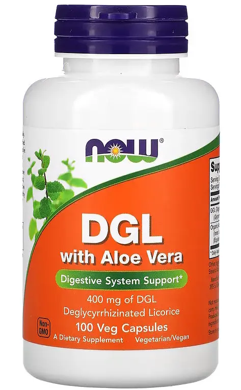 Алое вера з DGL екстрактом дегліциризованої солодки, 100 капсул NOW Foods