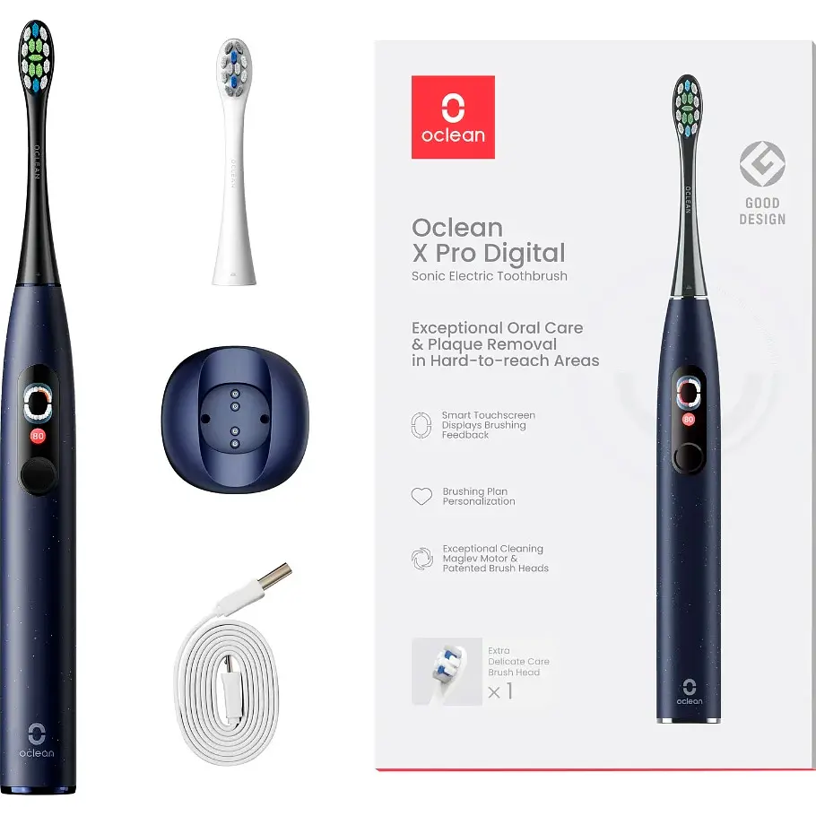 Електрична зубна щітка Oclean X Pro Digital Electric Toothbrush Glamour Dark Blue [100973] - фото 5