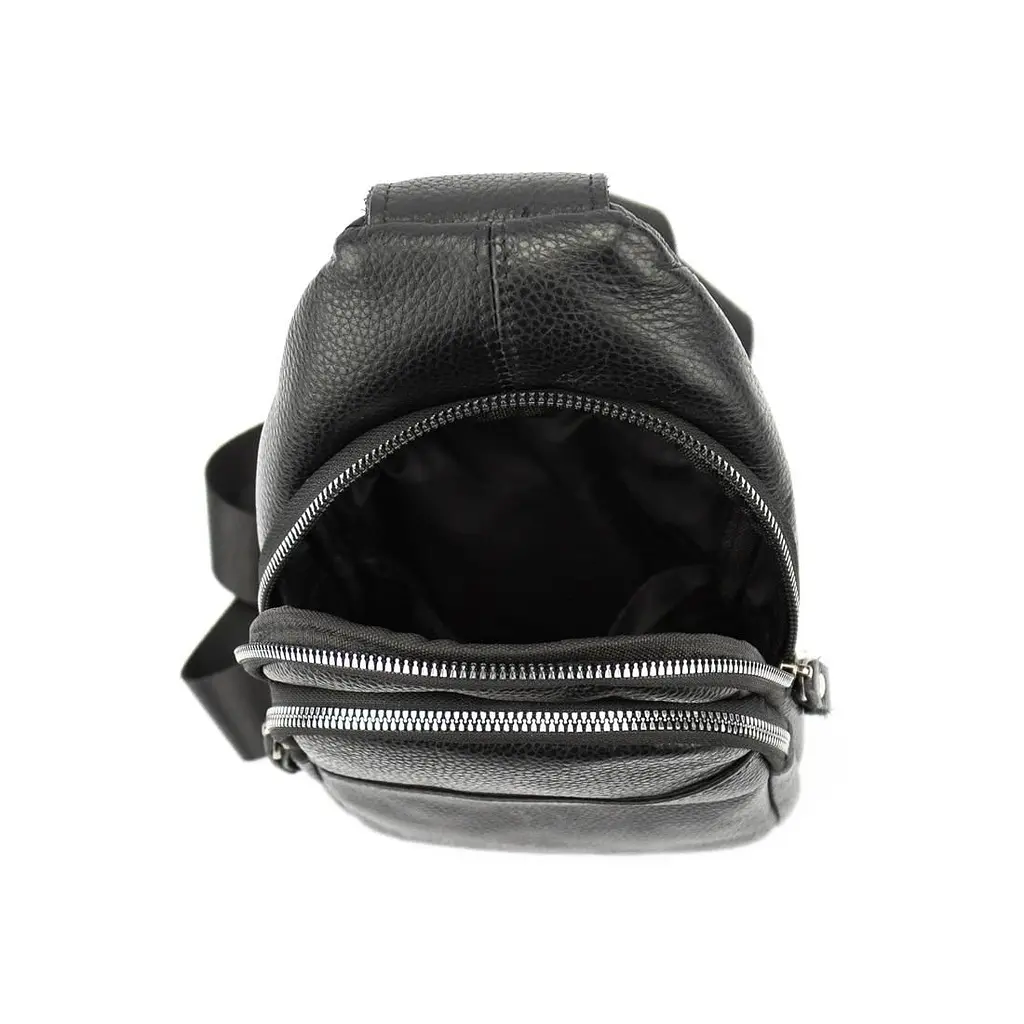 Шкіряна сумка слінг чорна Tiding Bag M56-2552A - фото 2
