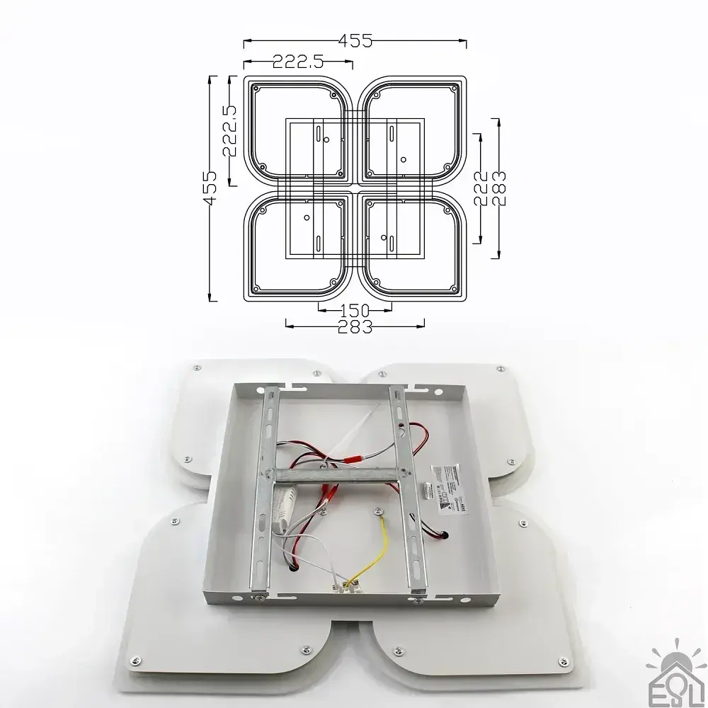 Керована світлодіодна люстра AERO 70W 4F-455x455x57-WHITE-220-IP20 ESLLSE - фото 7