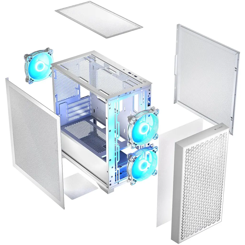 Корпус LogicConcept DART PRO ARGB MINI WHITE MESH fans 3x120 мм без БЖ mATX (AM-DART-PRO-ARGB-20) - фото 2