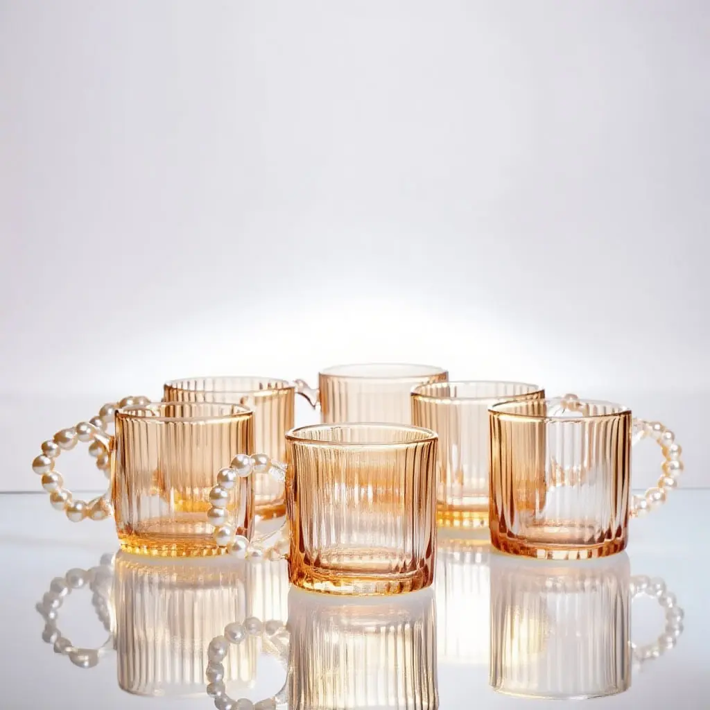 Набор для заваривания чая со стеклянным чайником и 6 чашек Коричневый Yiwu 64486-38 - фото 2