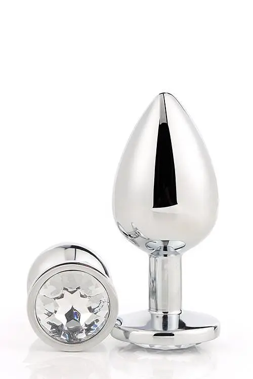 Анальна пробка з кристалом Dream Toys Gleaming Love Silver Plug Small, 7 см (прозорий) - фото 6