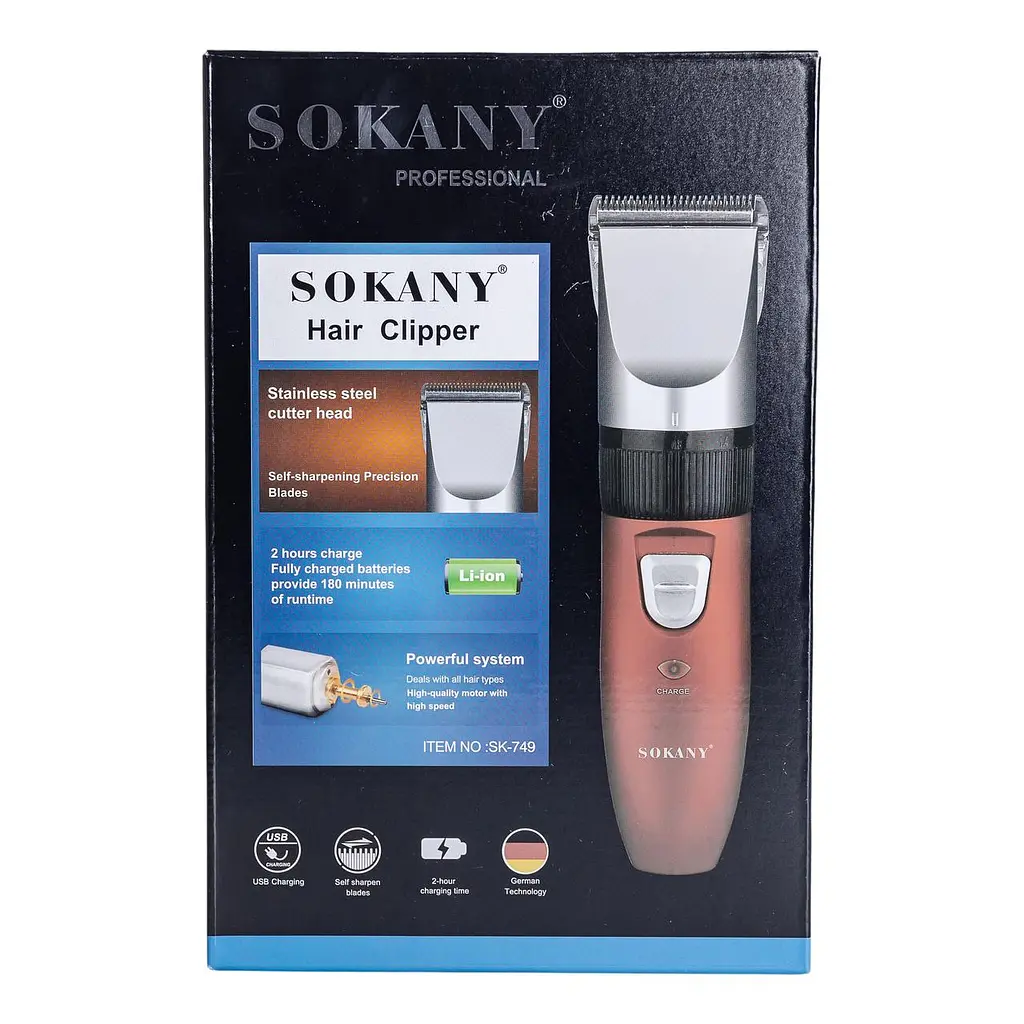 Машинка для стрижки Sokany SK-749 акумуляторна 4 насадки Sokany SK-749 - фото 8