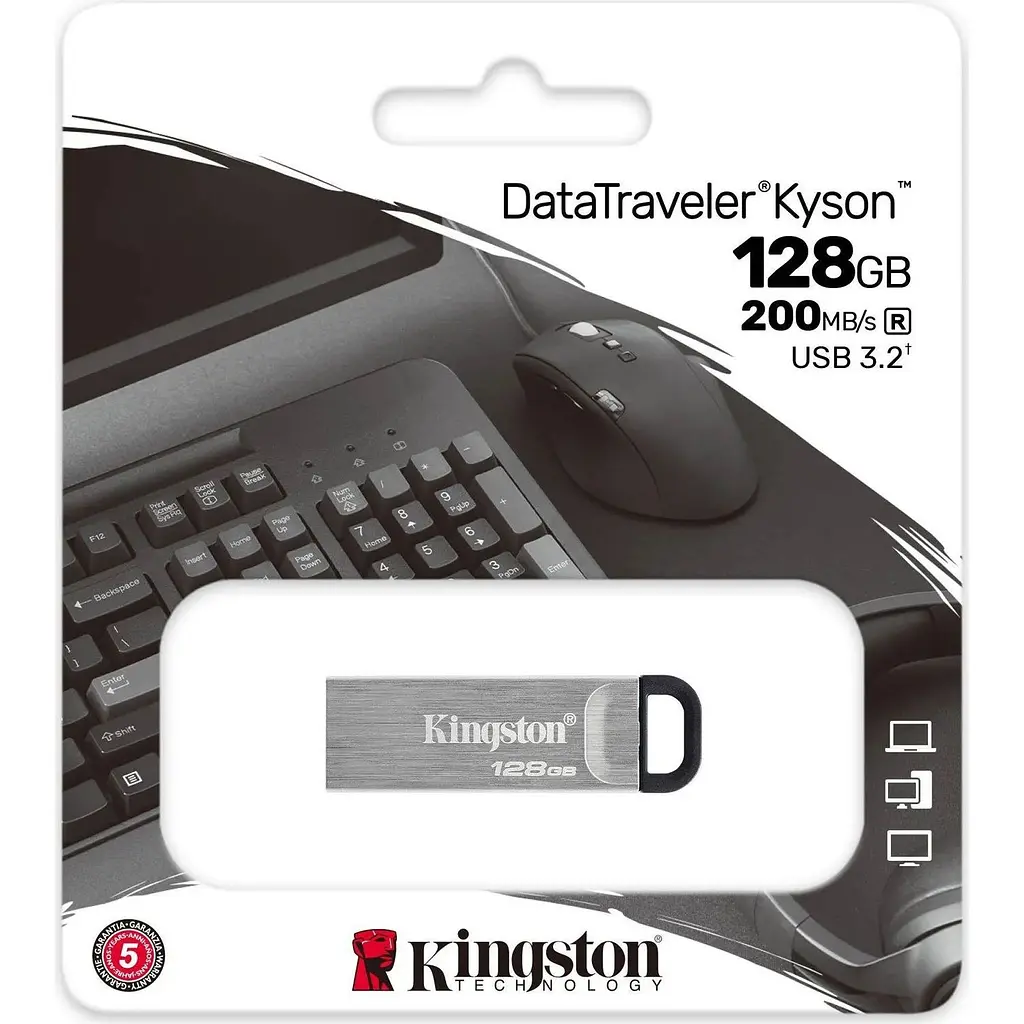 USB Flash накопичувач Kingston 128GB DataTraveler Kyson USB 3.2 silver/black (DTKN/128GB) - фото 3