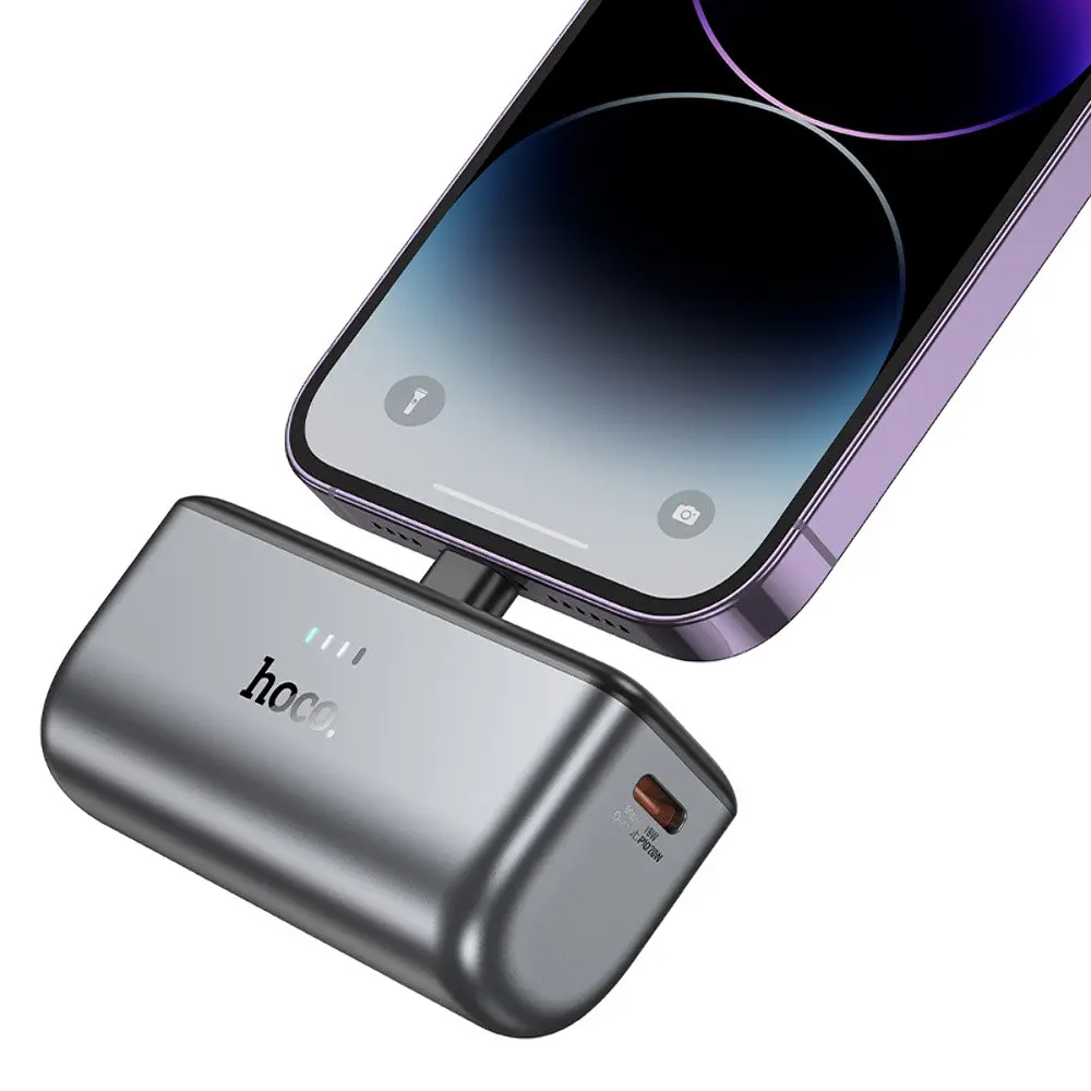 Power bank Hoco Q31 5000mAh PD 20W + кабель Lightning чорний - фото 2
