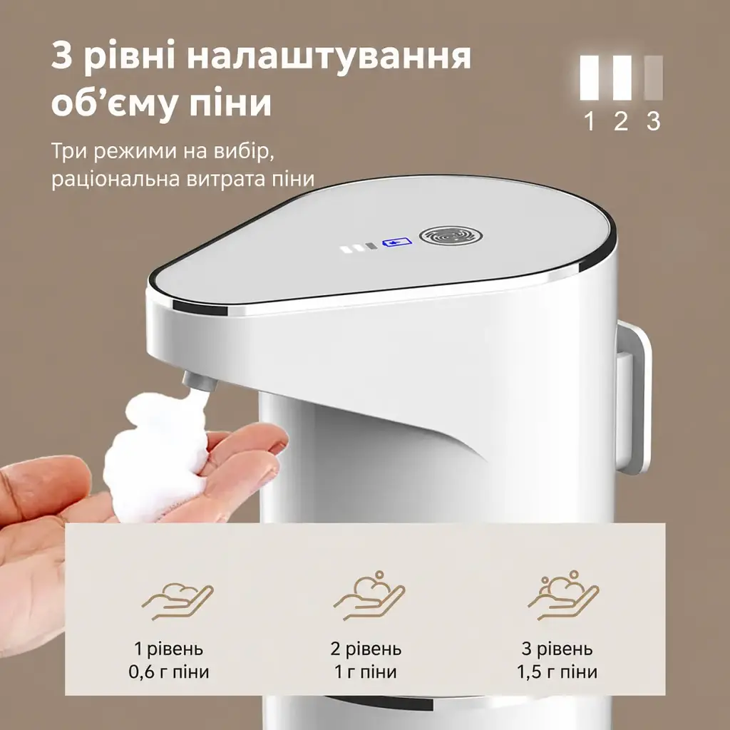 Дозатор для рідкого мила Soap Dispense сенсорний 380 мл Білий (00425) - фото 4