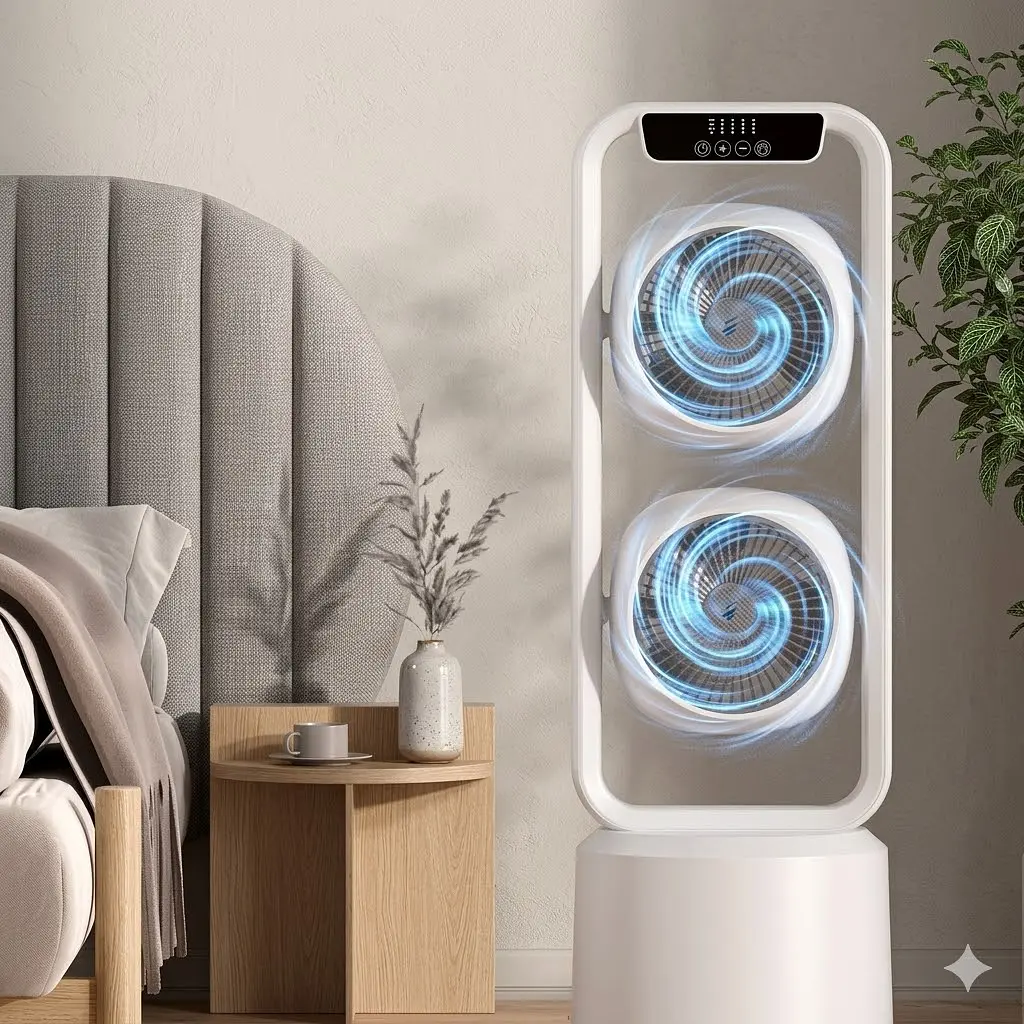 Підлоговий вентилятор SkyBerg з двома регульованими вентиляторами та пультом - фото 3