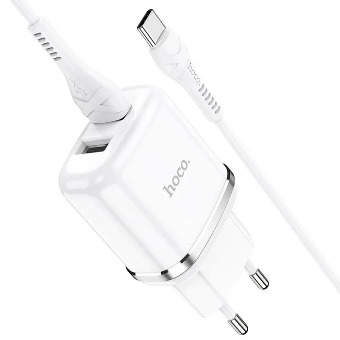 Сетевое зарядное устройство Hoco N4 Aspiring 2USB 2.4A Type-C Белый - фото 2